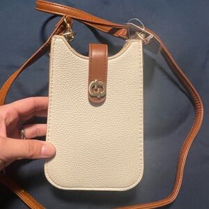 Time and Tru White and Brown Crossbody Bag